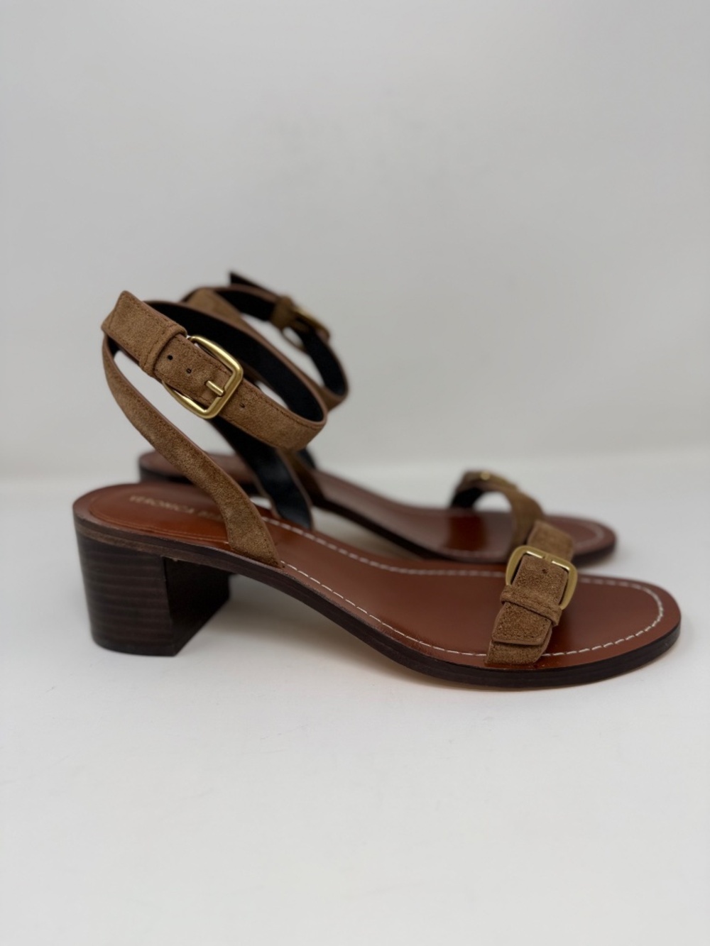 New Veronica Beard Elia Ankle Strap Sandal Hazelwood Sz 8.5 - Picture 4 of 13